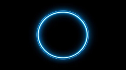Obraz premium Minimalist radiant neon glowing circle in soft hues on a sleek black backdrop 