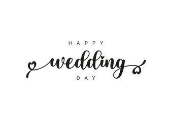 Happy Wedding Day Design - Elegant Script-Like Typography in Black and White