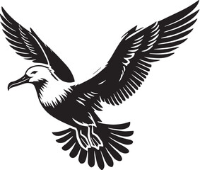 Black Color Albatross Silhouette Vector Illustration, Solid White Background. minimal vector design
