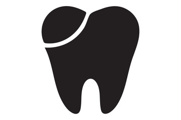Tooth icon black vector illustration silhouette isollated on white background