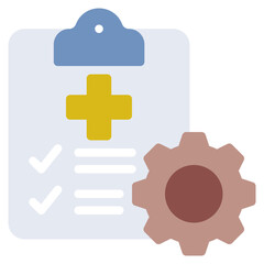 Obraz premium Healthcare Checklist and Gear Icon