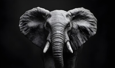Fototapeta premium Elephant with tusks close up shot, create with Ai image generative