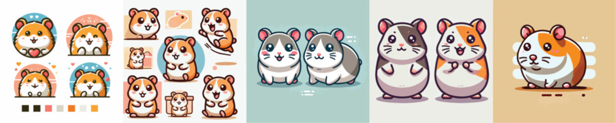 Cute hamster vector set