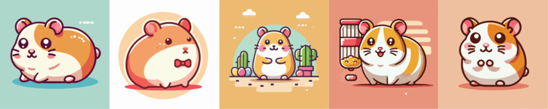 Cute hamster vector set