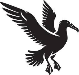 Black Color Albatross Silhouette Vector Illustration, Solid White Background. minimal vector design