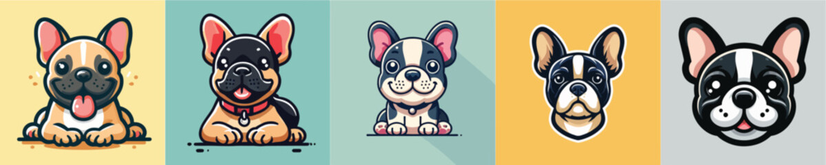 Vector collection of bulldog dogs