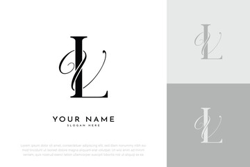 LV VL initial letter handwriting wedding monogram logo