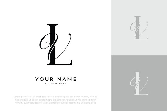 LV VL initial letter handwriting wedding monogram logo