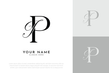 PI IP initial letter handwriting wedding monogram logo