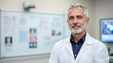 Radiology Specialist in a Training Room with Medical Charts and Diagnostic Images for Educational Purposes (Healthcare)