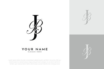 Obraz premium JB BJ initial letter handwriting wedding monogram logo