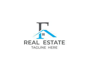 Letter F and real estate logo design 