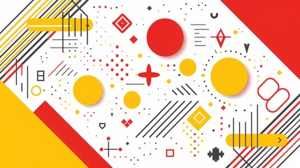 Obraz premium Abstract Geometric Design: Vibrant Red and Yellow Shapes