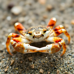Fiddler crab closeup on white