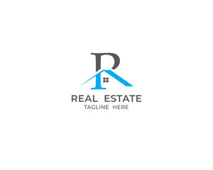 Letter R and real estate logo design