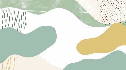 Abstract Green and Beige Organic Shapes Wallpaper