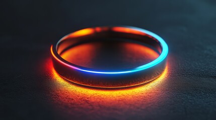 Minimalist vibrant ring with smooth edges glowing softly on black