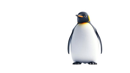 Fototapeta premium A realistic illustration of a charming penguin standing upright, showcasing its distinctive black and white feathers and vibrant orange beak.