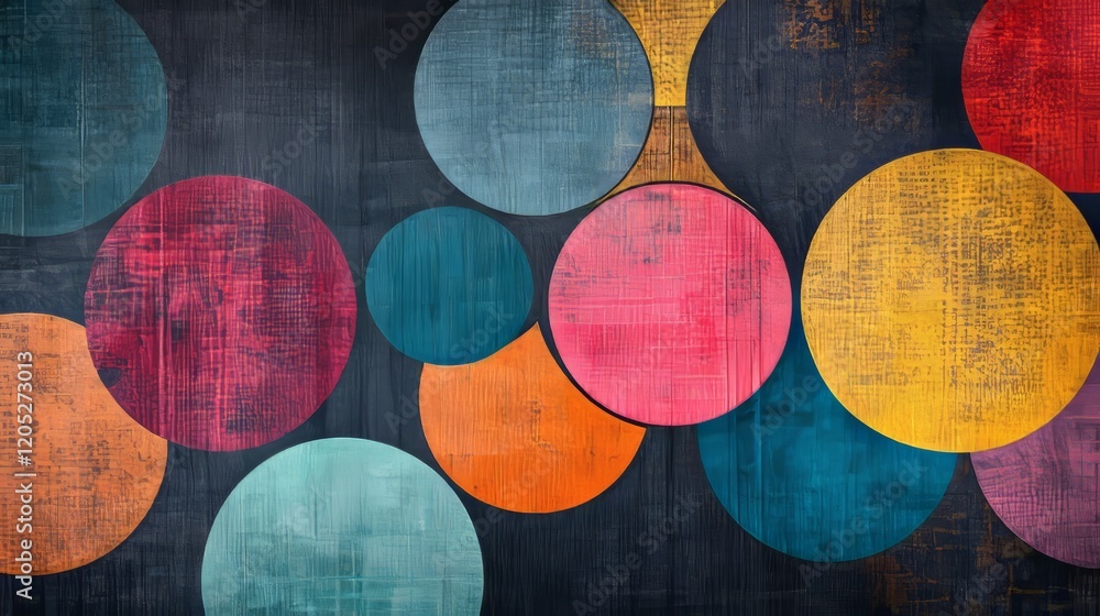 Aufkleber minimalistic geometric circle pattern with vibrant hues on a charcoal background