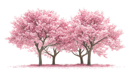 A serene scene featuring blooming cherry blossom trees, showcasing delicate pink flowers against a tranquil backdrop, perfect for nature enthusiasts.