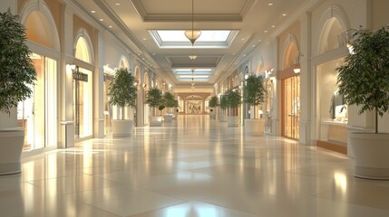 Fototapeta premium Luxury Shopping Arcade: Elegant Interior Design of a Modern Mall