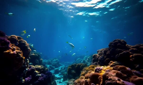 Stunning Underwater Coral Reef Scene with Fish
