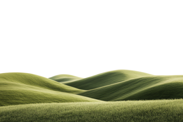 A serene view of rolling green hills, showcasing the beauty of nature with undulating forms and lush grassy textures bathed in soft natural light.