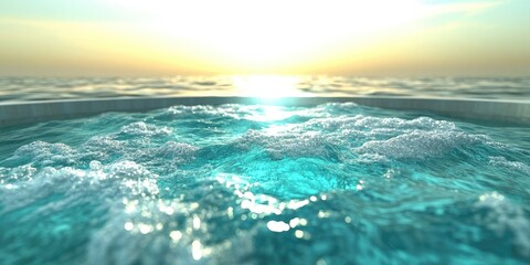Naklejka premium A serene view of rippling water at sunset, evoking tranquility and relaxation.