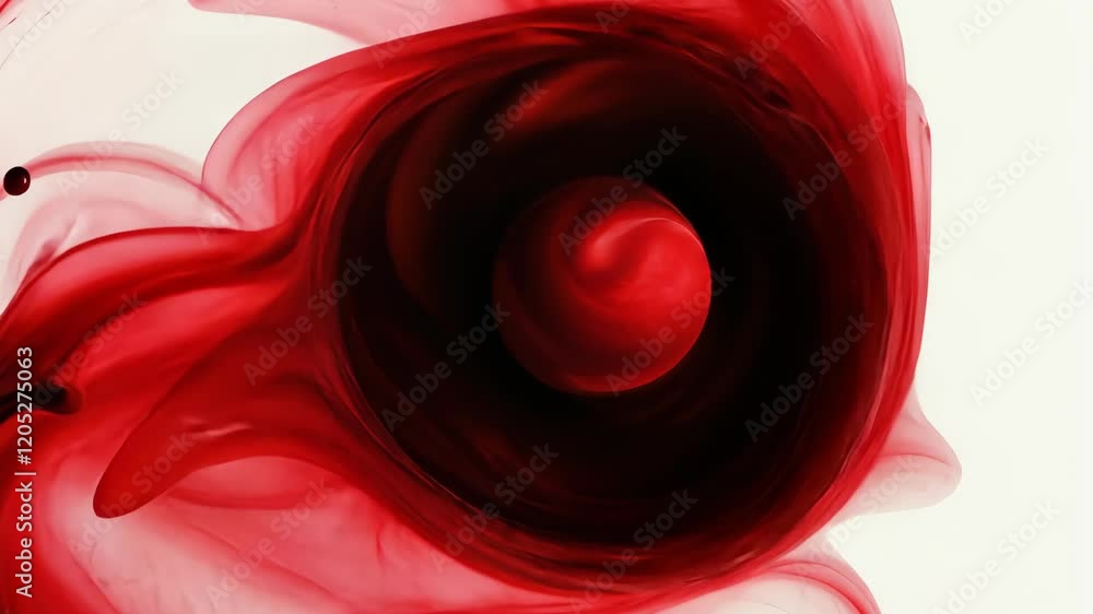 Poster swirling red liquid creates a mesmerizing pattern in an abstract composition