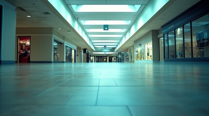 Fototapeta premium Empty Mall Corridor: A Serene and Slightly Eerie Atmosphere