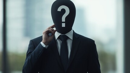 Businessman with hidden face making phone call against office background. Illustrates anonymous communications and confidential business concepts.