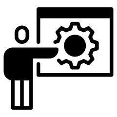 Person Presenting Gear Icon in a Meeting