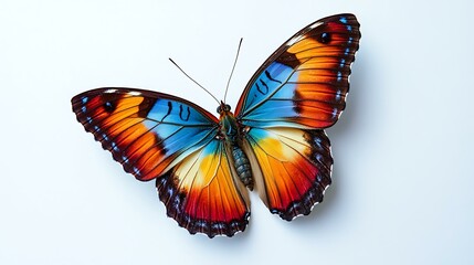 Obraz premium A high-resolution shot of a butterfly with vibrant wings resting on a white background