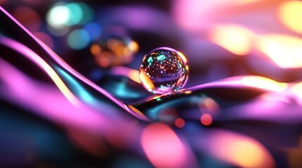 Abstract Colorful Sphere on Reflective Surface