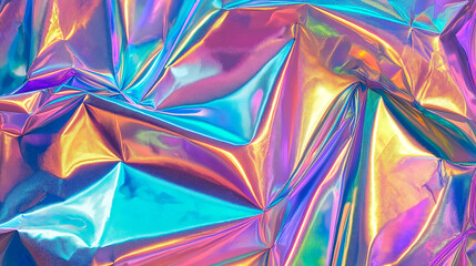 Cyberpunk texture. Metal crumpled surface. Geometric abstraction. Neon lighting. Crystal. Futuristic. High-tech. Broken into pieces. Interference.