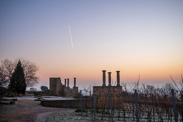 sunrise over am ancient roman winery