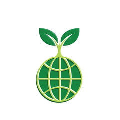 sustainable icon. earth and plant vector. reuse, recycle, renewal for carbon reduction, net zero, green energy, eco-friendly concept. Flat color design style