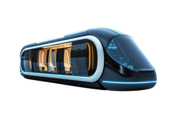 Futuristic transport pod showcasing modern design and advanced technology, reflecting innovation in mobility and travel for urban environments.