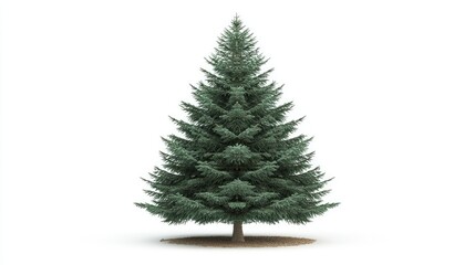 A realistic evergreen tree with dense foliage on a white background.