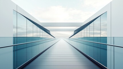 Modern Architectural Perspective: A Futuristic Glass Corridor