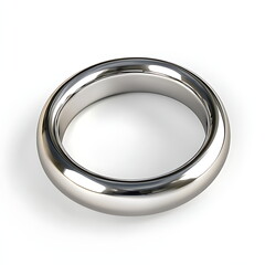 3D illustration of a shiny silver ring on a white background