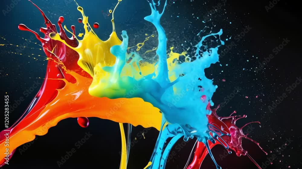 Aufkleber vivid splashes of paint in dynamic motion create an energetic and colorful display, showcasing creat