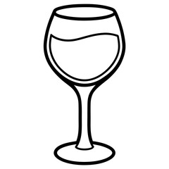 Simple Line Art of a Wine Glass
