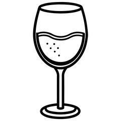 Simple Line Art of a Wine Glass