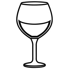 Simple Line Art of a Wine Glass