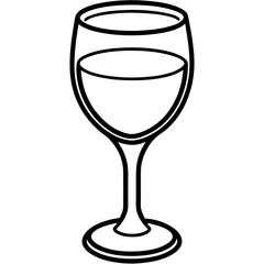 Simple Line Art of a Wine Glass