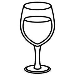 Simple Line Art of a Wine Glass
