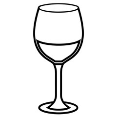 Simple Line Art of a Wine Glass