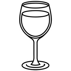 Simple Line Art of a Wine Glass
