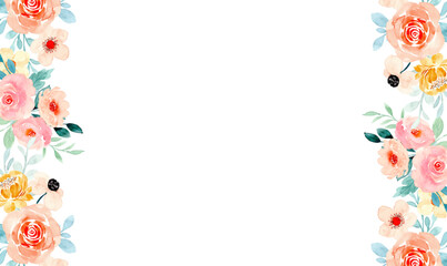 Watercolor flower frame isolated on a white background.